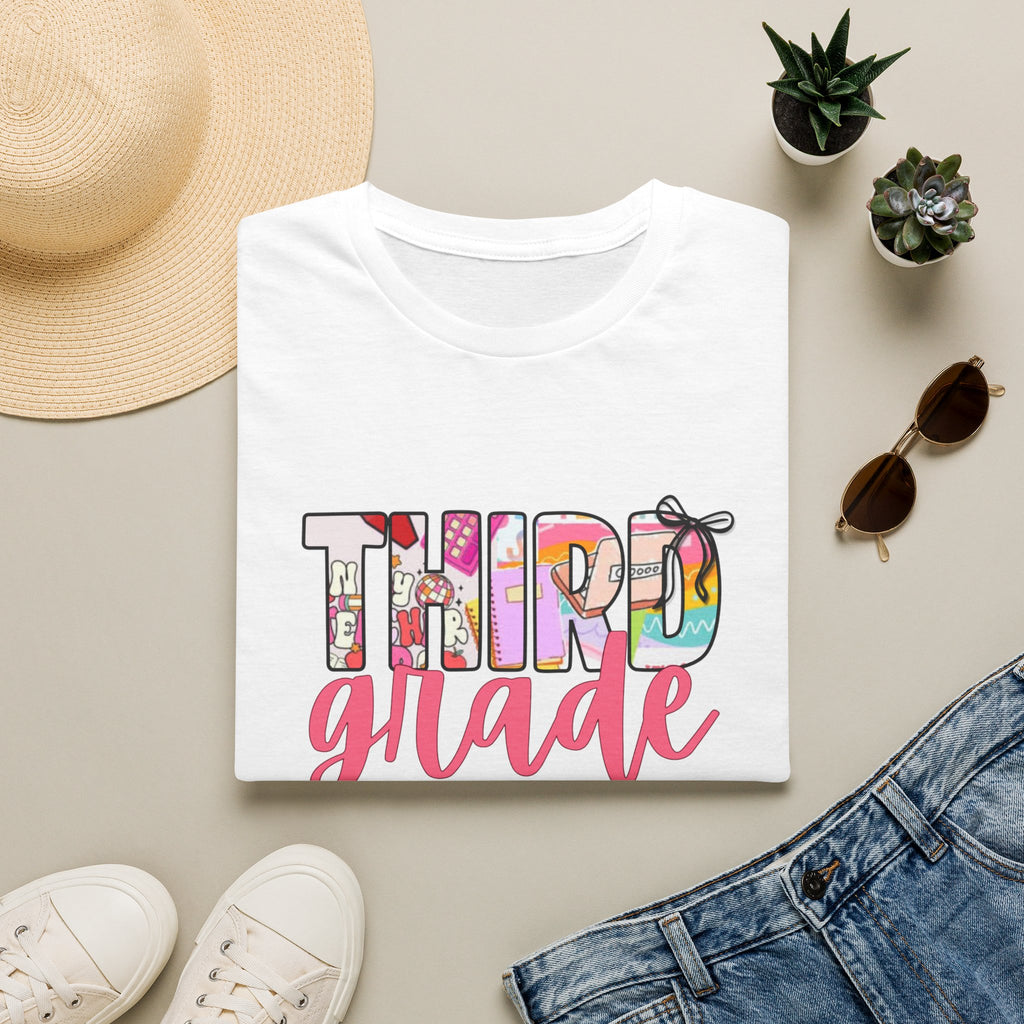 Third Grade Teacher T‑Shirt — Colorful Floral Back‑to‑School Tee