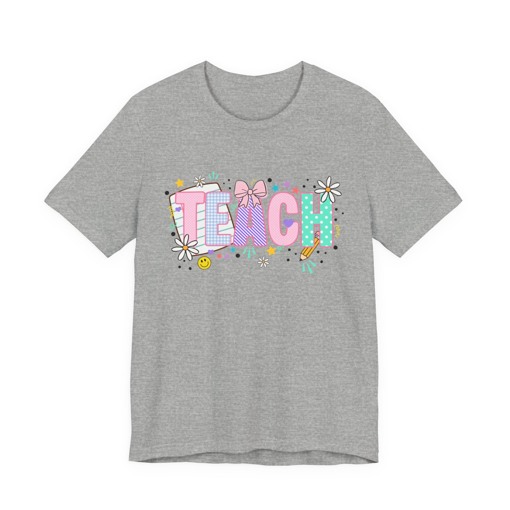 Teach Floral Graphic Tee — Cute Pastel "TEACH" Teacher T‑Shirt