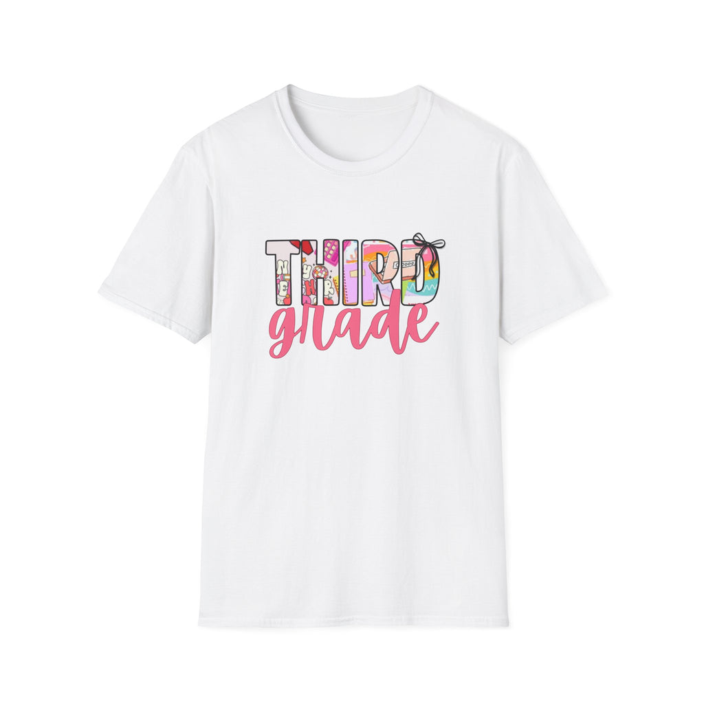Third Grade Teacher T‑Shirt — Colorful Floral Back‑to‑School Tee