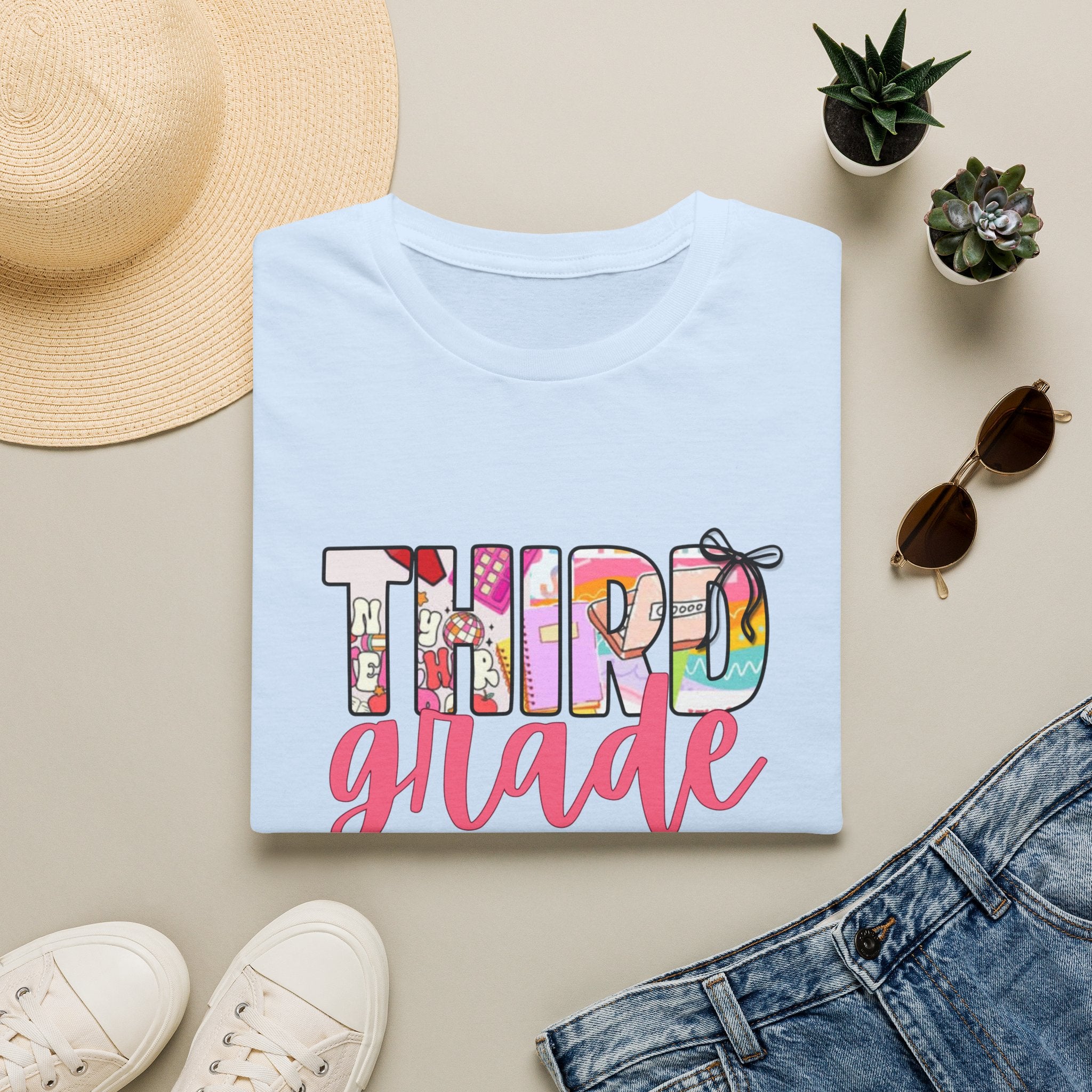 Third Grade Teacher T‑Shirt — Colorful Floral Back‑to‑School Tee