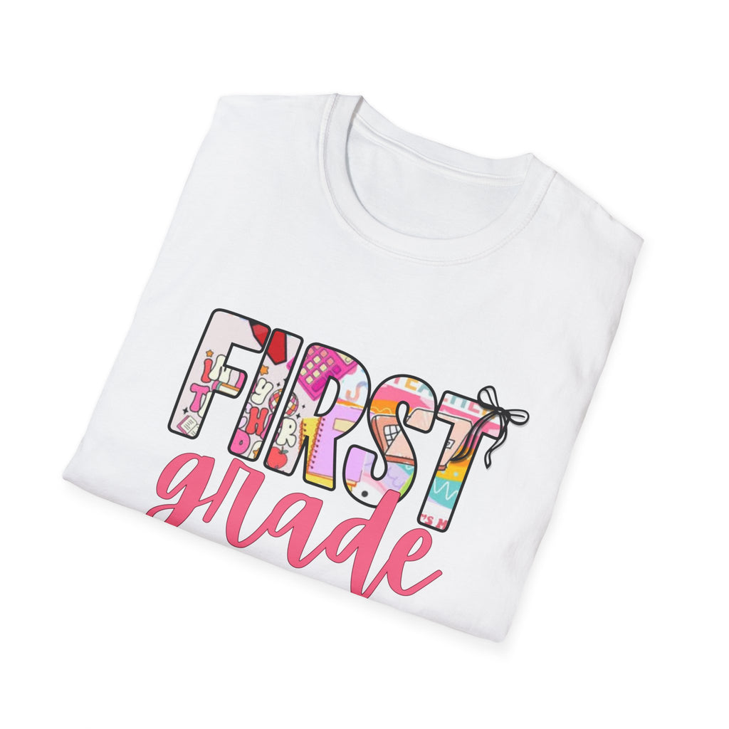 First Grade T-Shirt — Cute Floral Back-to-School Tee for Teachers & Students