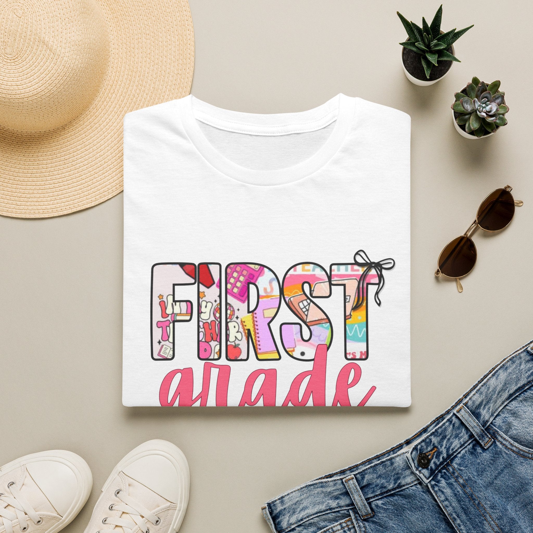 First Grade T-Shirt — Cute Floral Back-to-School Tee for Teachers & Students