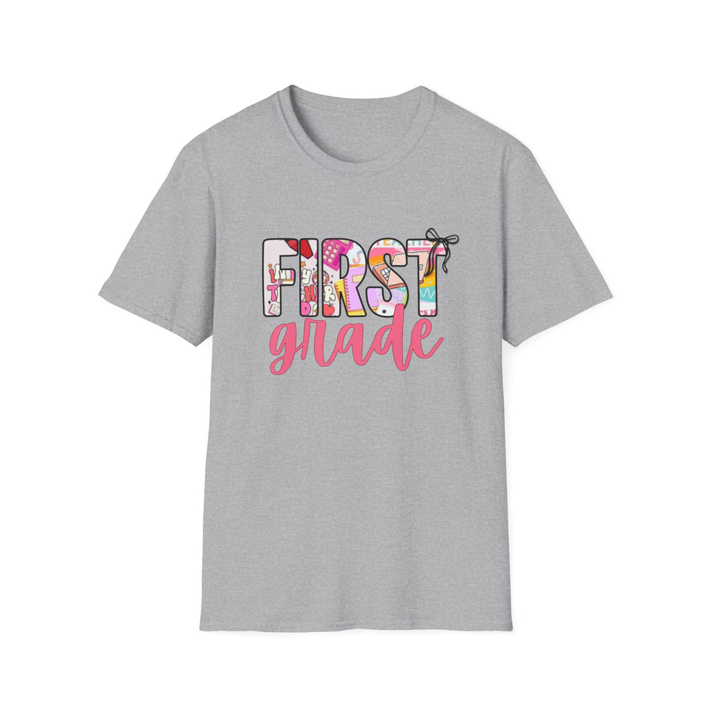 First Grade T-Shirt — Cute Floral Back-to-School Tee for Teachers & Students