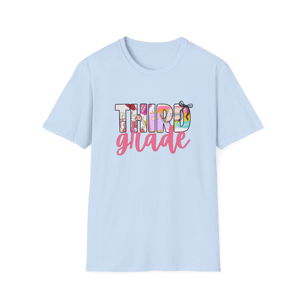 Third Grade Teacher T‑Shirt — Colorful Floral Back‑to‑School Tee