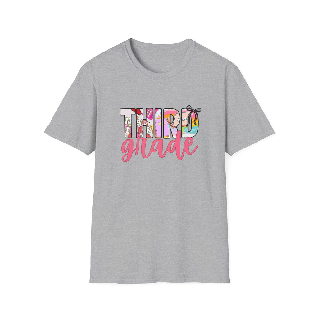 Third Grade Teacher T‑Shirt — Colorful Floral Back‑to‑School Tee