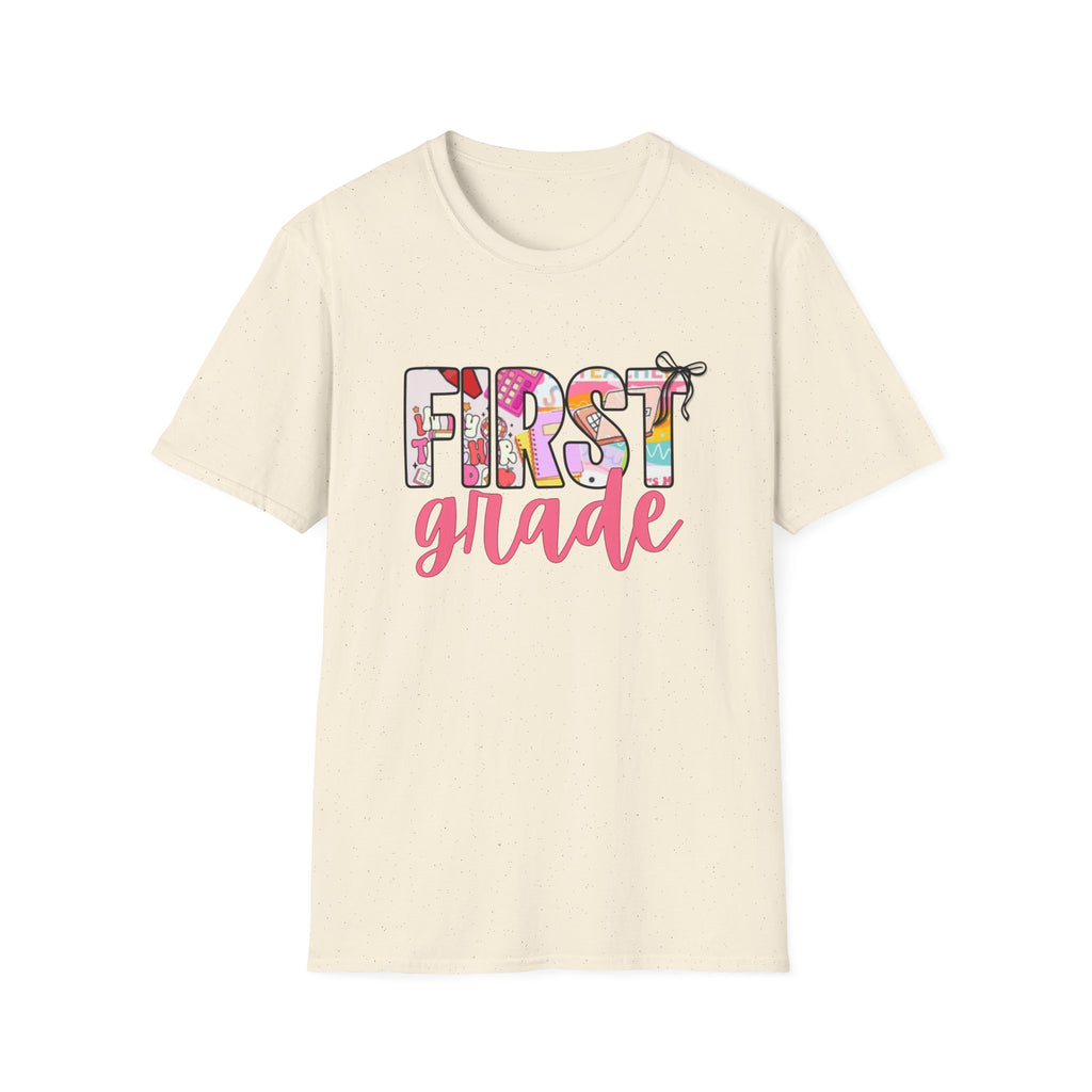 First Grade T-Shirt — Cute Floral Back-to-School Tee for Teachers & Students